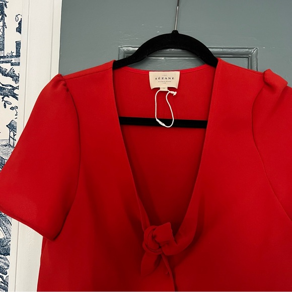 Sezane Red Eloine Top Sz 34 - Worn Once! - Picture 3 of 5